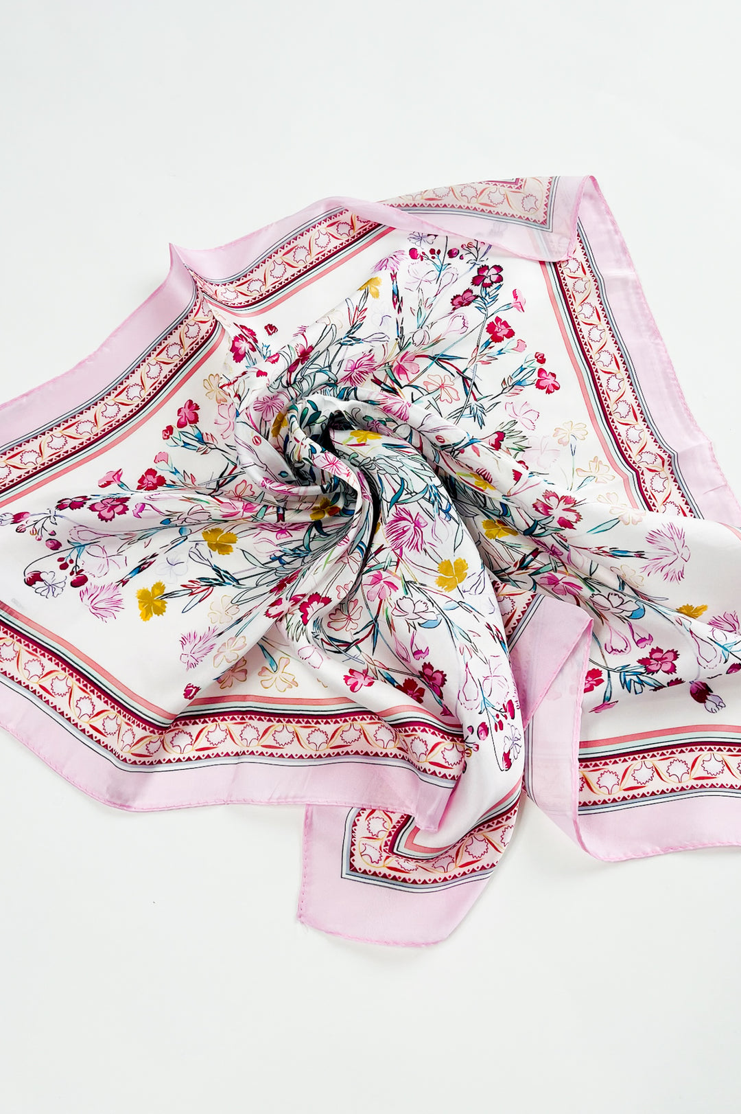 Pink Floral Silk Scarf
