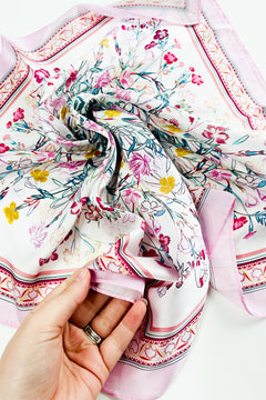 Pink Floral Silk Scarf