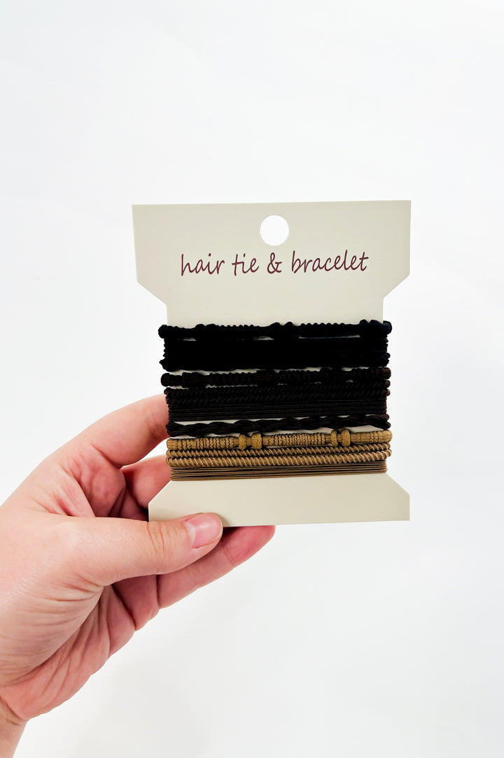 Boho Multi Style Hair Tie Set- Brown