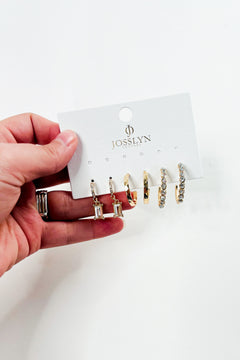 Crystal Accented Gold Hoop Earring Set