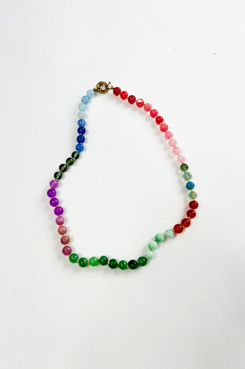 Natural Stone Semi Precious Glass Beaded Necklace