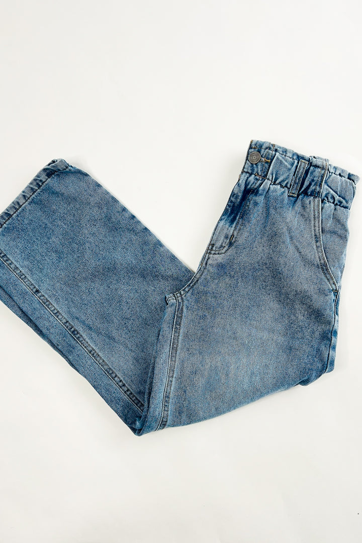 Girl's High Waisted Baggy Wide Leg Jeans