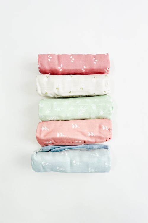 5 Pack Lumi Muslin Burp Cloths- Bloom