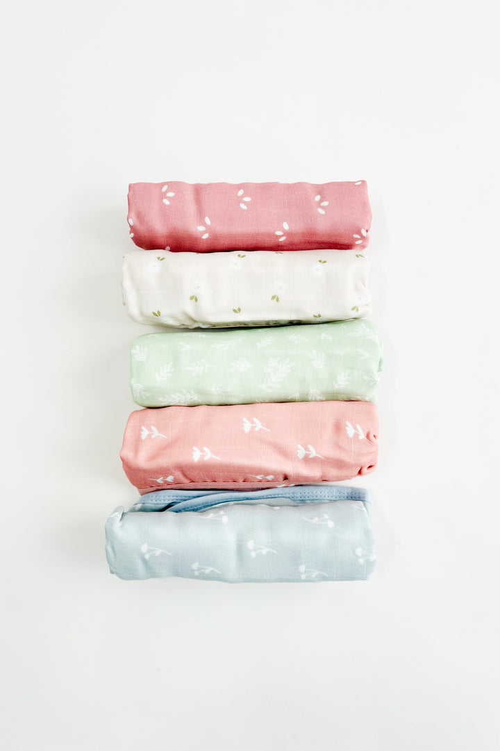 5 Pack Lumi Muslin Burp Cloths- Bloom
