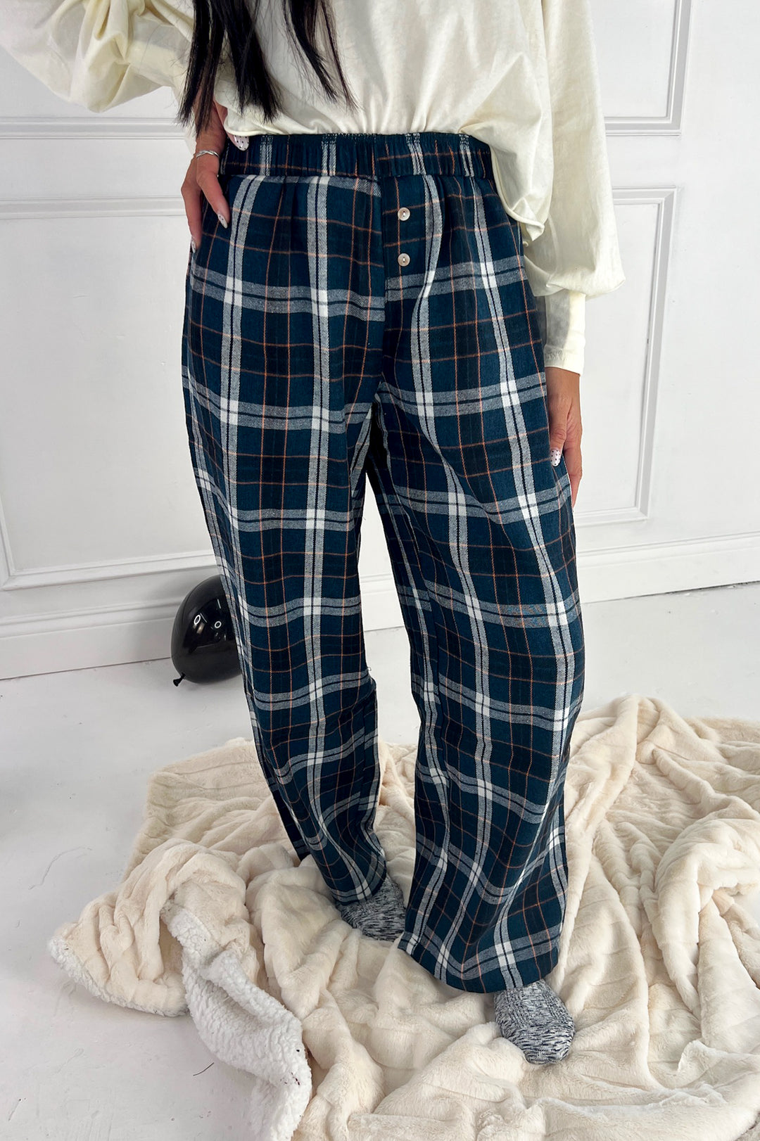 Plaid Wide Leg Lounge Pants