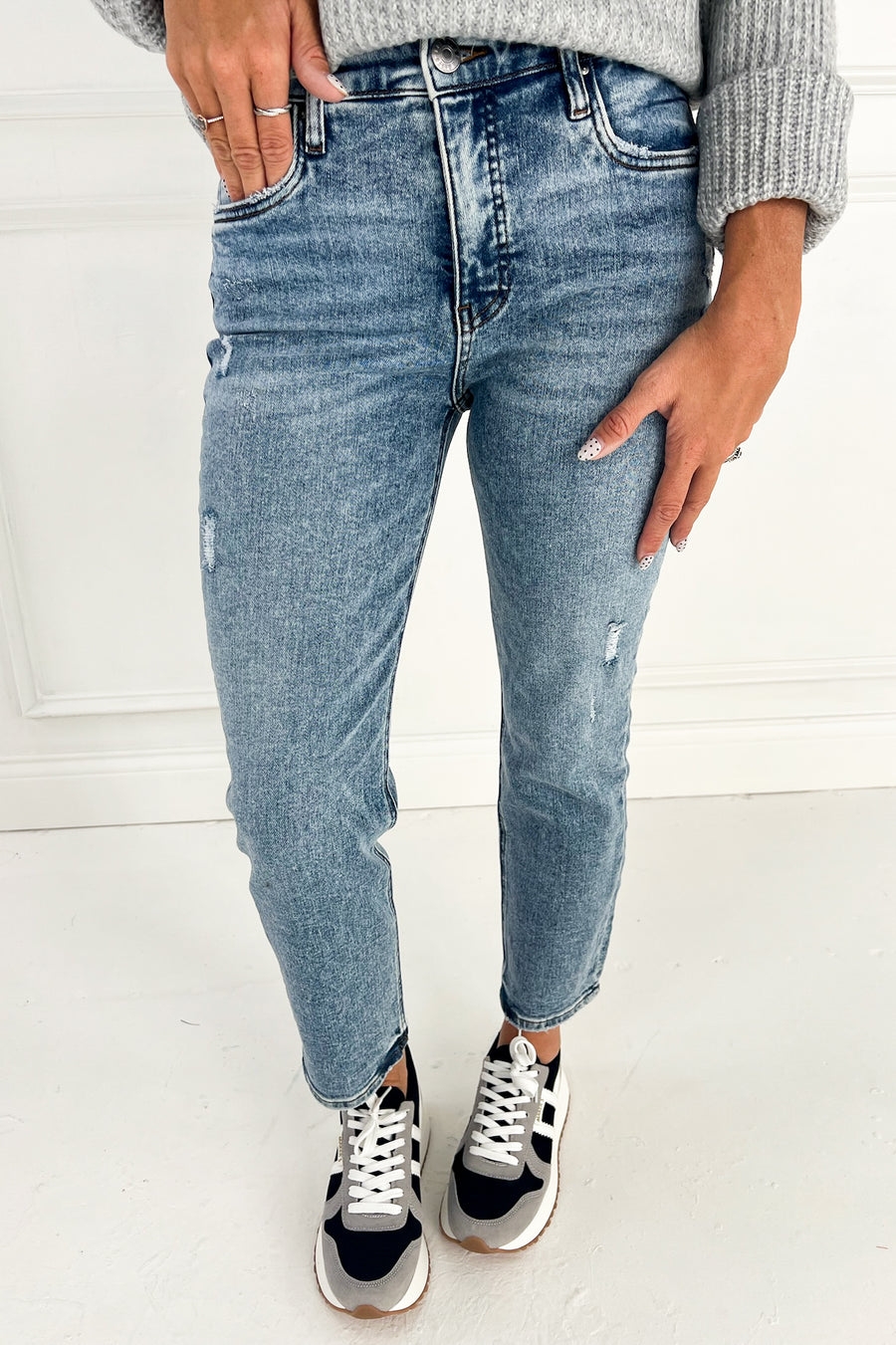 RISEN High Rise Crop Boyfriend Tapered Jeans