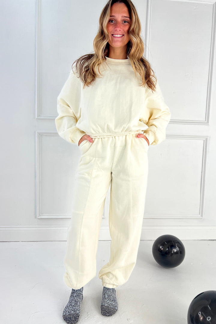 Seam Detail Joggers & Cropped Sweatshirt Set