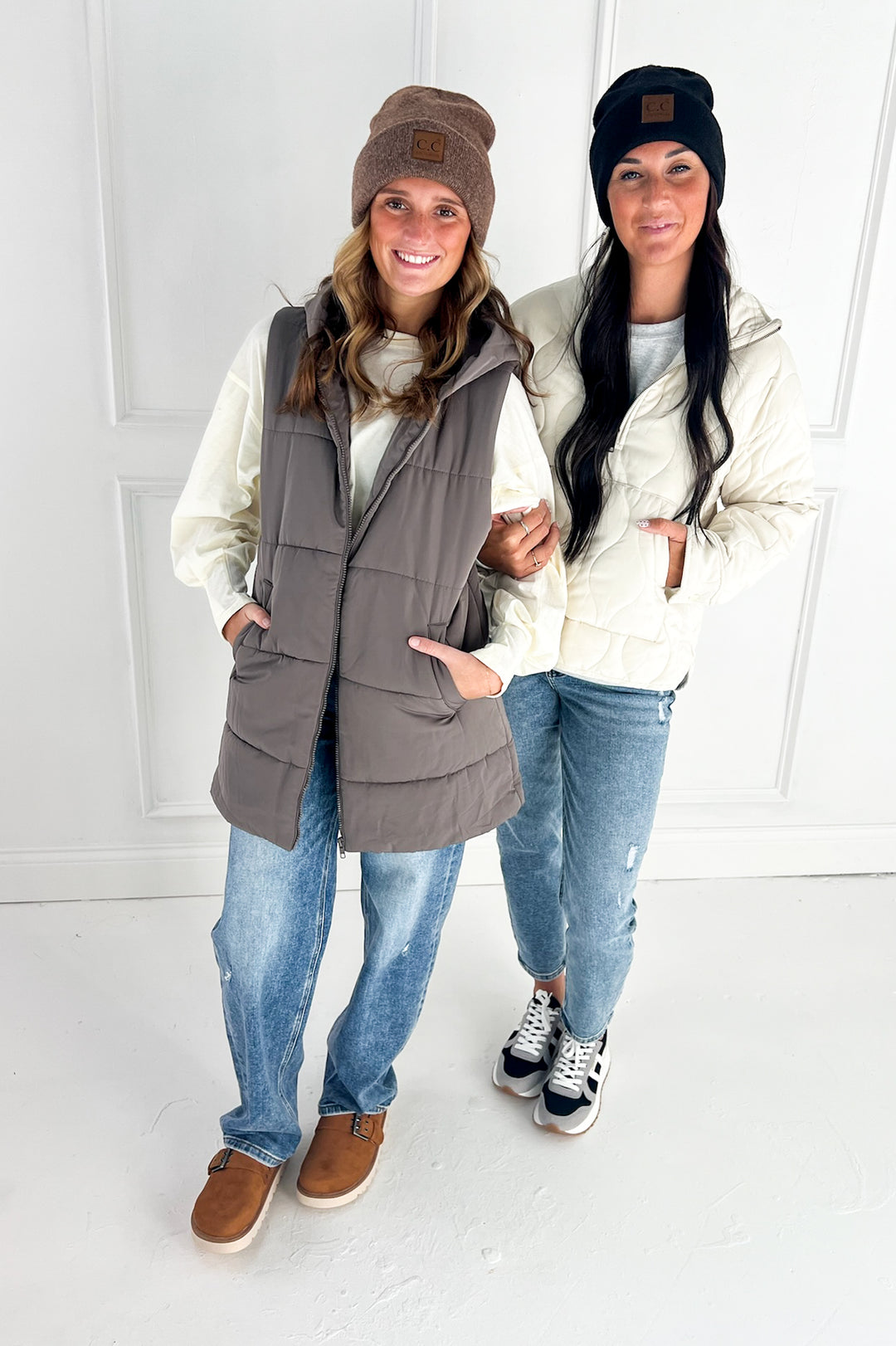 Zip Front Solid Hooded Duster Puffer Vest