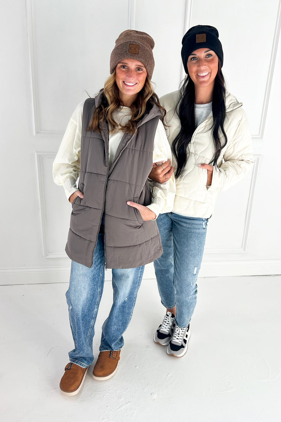 Zip Front Solid Hooded Duster Puffer Vest