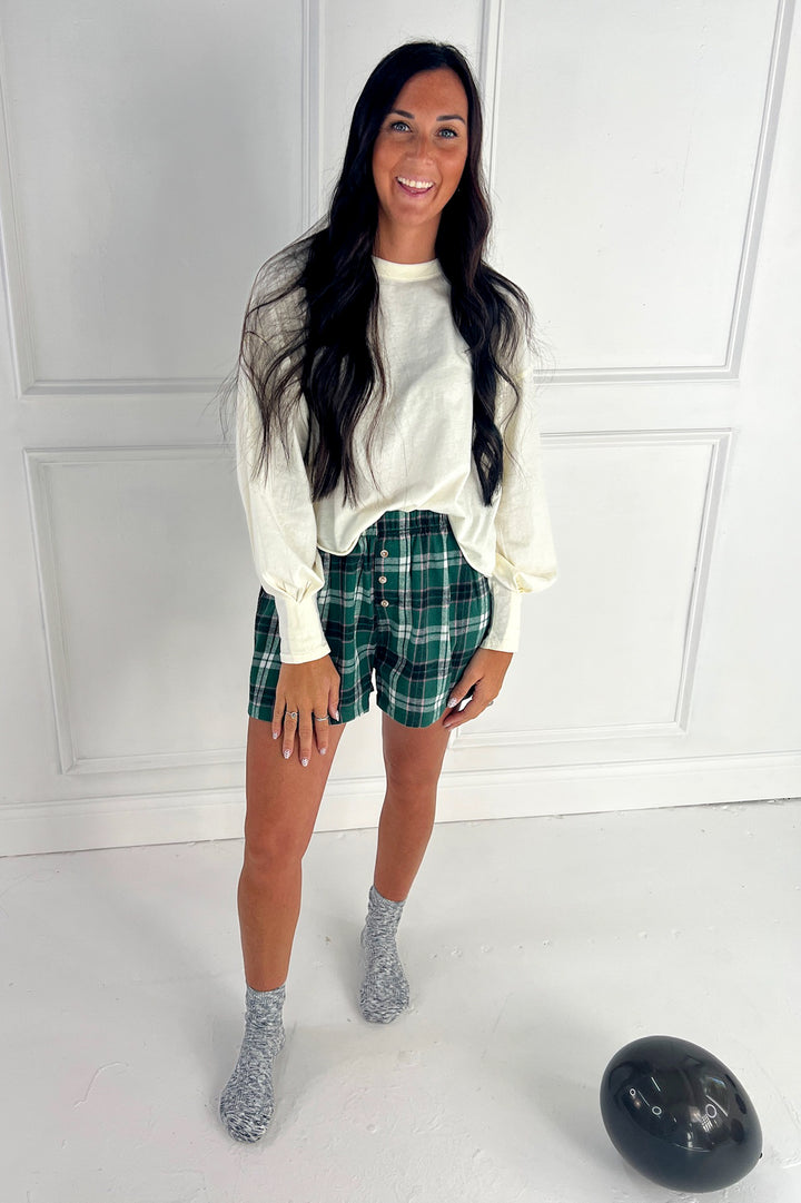 Button-Front Plaid Boxer Shorts