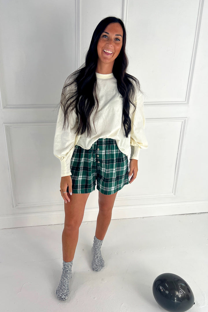 Button-Front Plaid Boxer Shorts