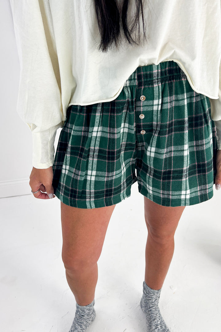Button-Front Plaid Boxer Shorts