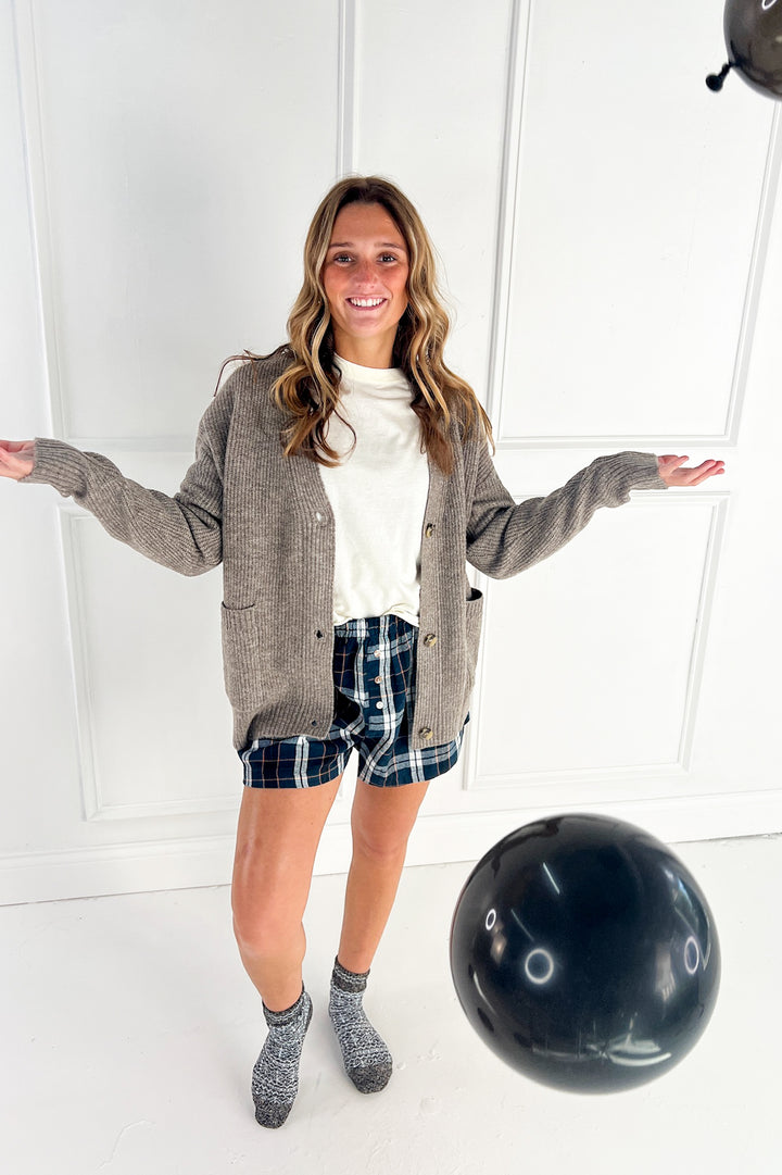 Button-Front Plaid Boxer Shorts