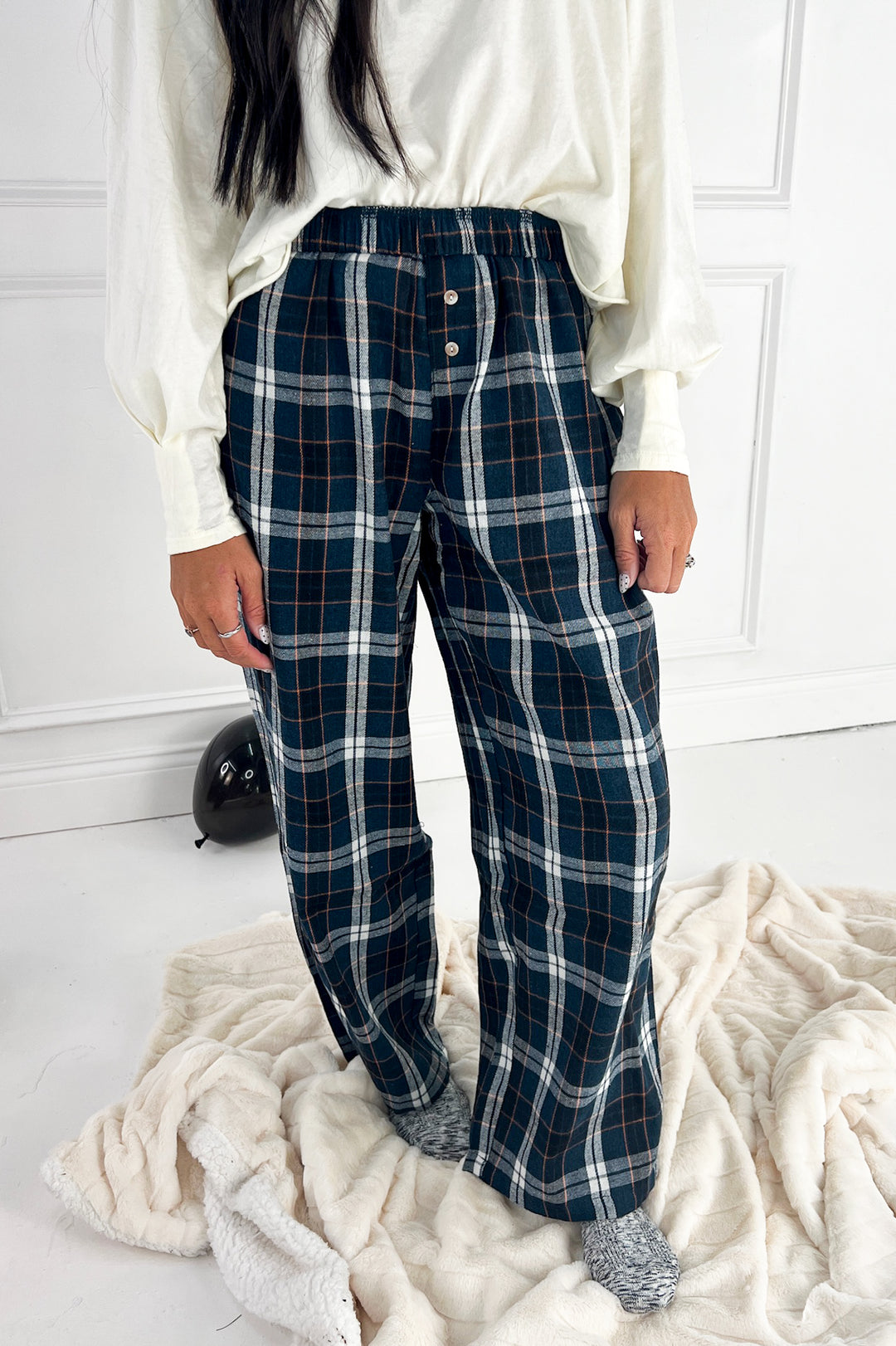 Plaid Wide Leg Lounge Pants