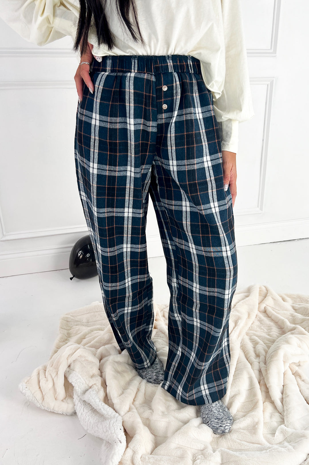 Plaid Wide Leg Lounge Pants