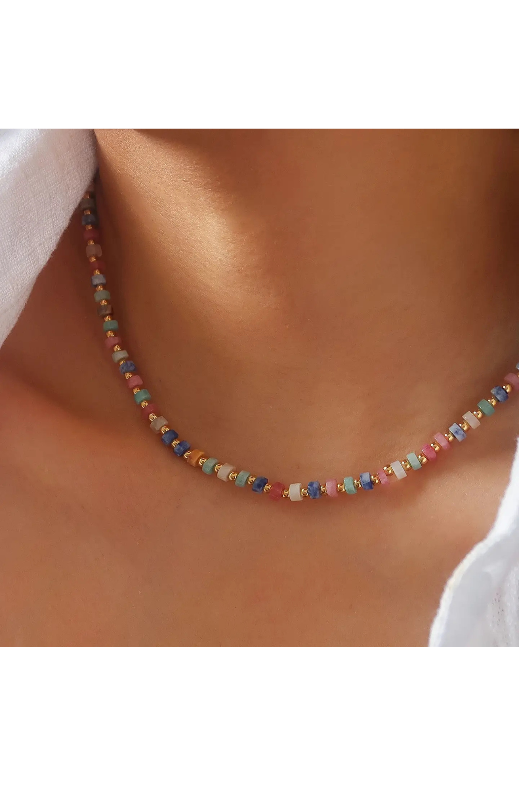 Lyric 18K Gold Non-Tarnish Faceted Beaded Boho Necklace