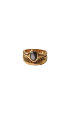 Alouette 18K Gold Stone Wave Ring