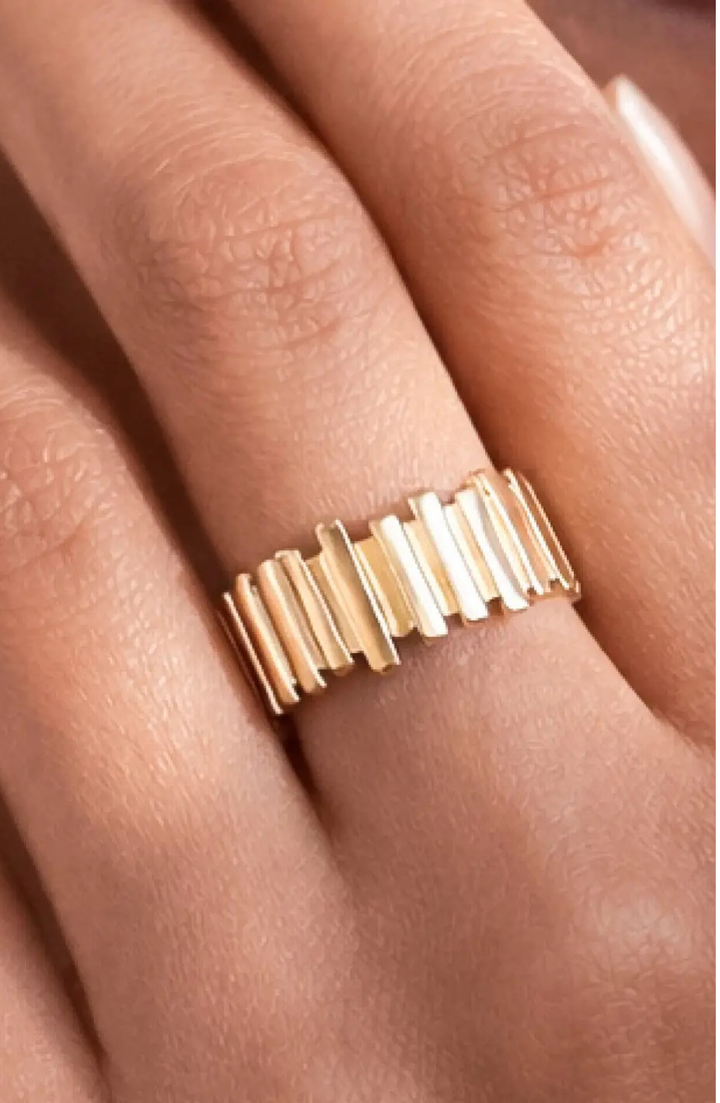 Gold Bar Detail Accent Ring