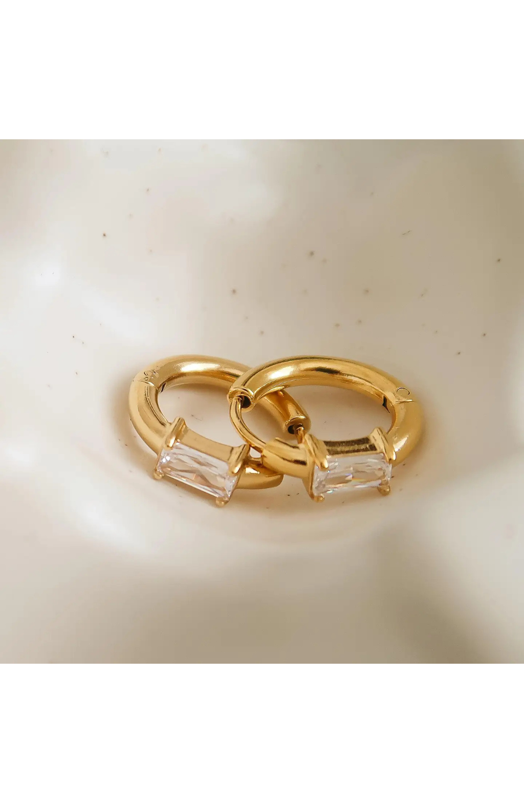 Adhara 18K Gold CZ Huggie Earrings