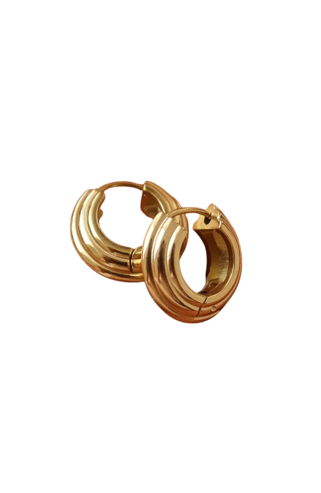 Ribbed Gold Huggie Hoops