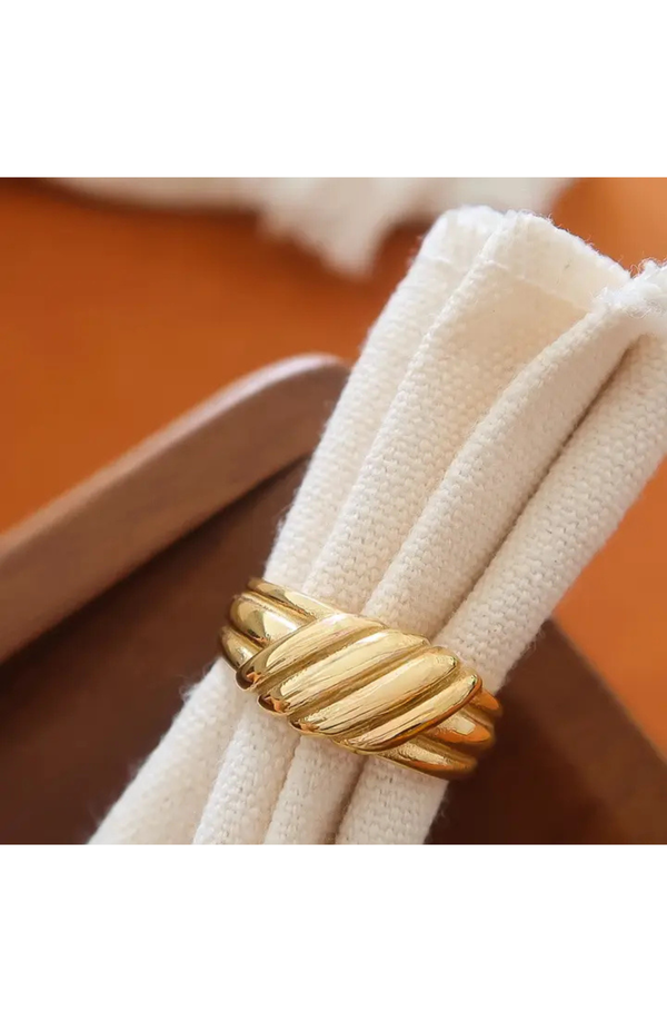 Golden Twist Stack Ring
