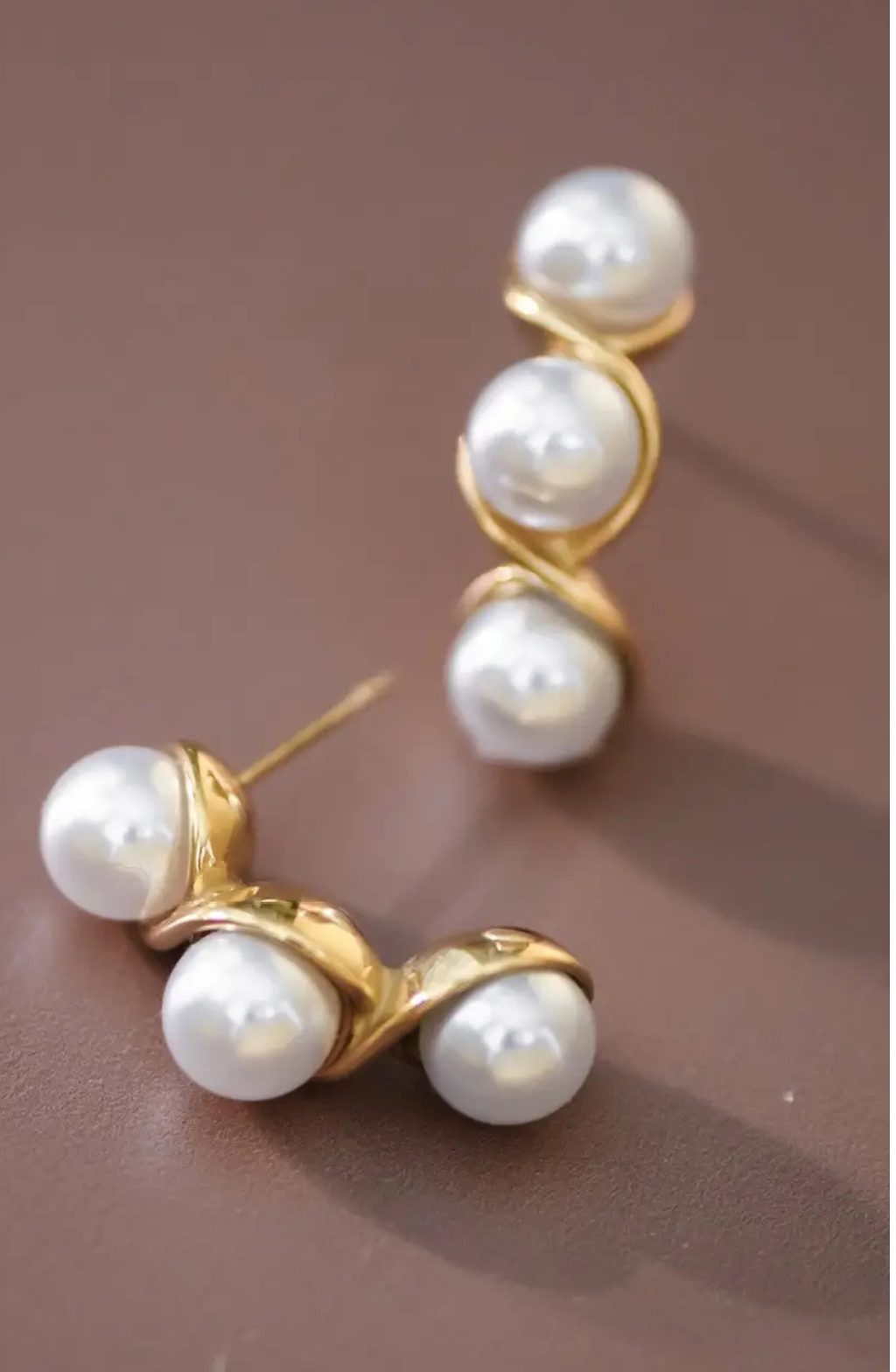 Pearl Stacked Stud Earrings