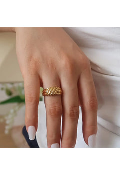 Golden Twist Stack Ring