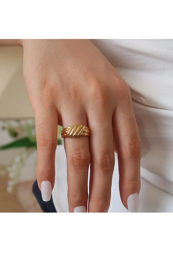 Golden Twist Stack Ring