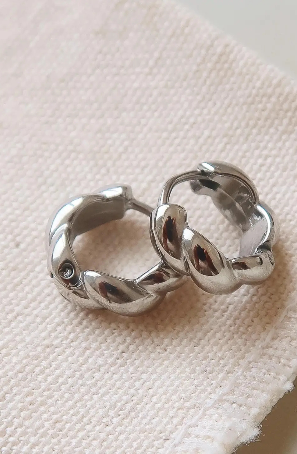Brea 18K Silver Twisted Hoop Earrings-