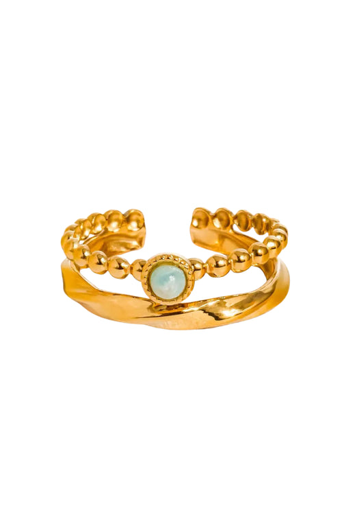 Lindy 18K Gold Non-Tarnish Layered Stone Ring