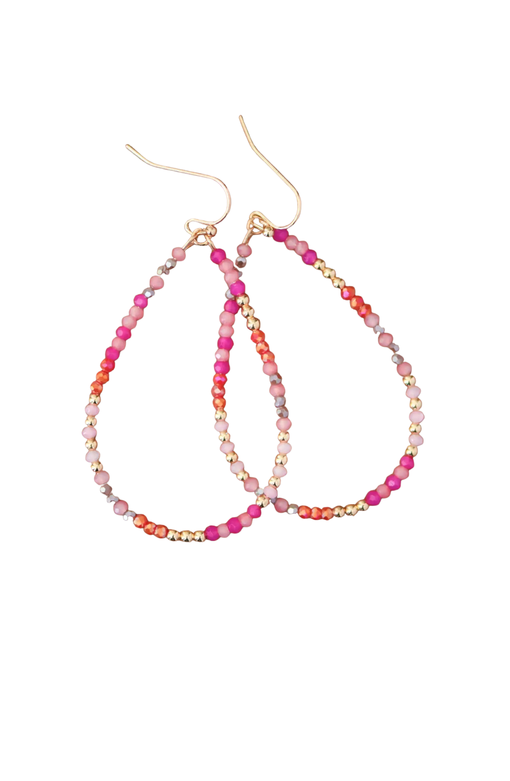 Pink Teardrop Beaded Earrings