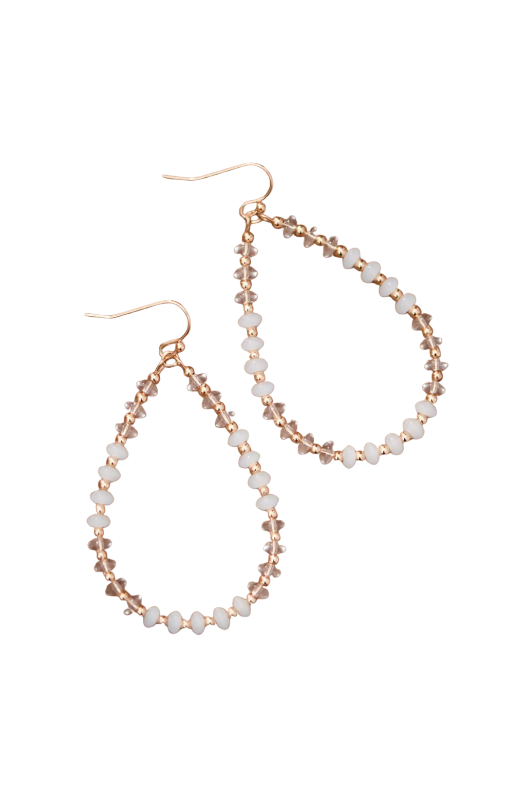 Clear White Glass Tear Drop Earrings