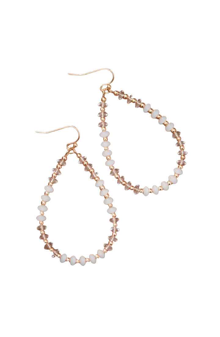 Clear White Glass Tear Drop Earrings