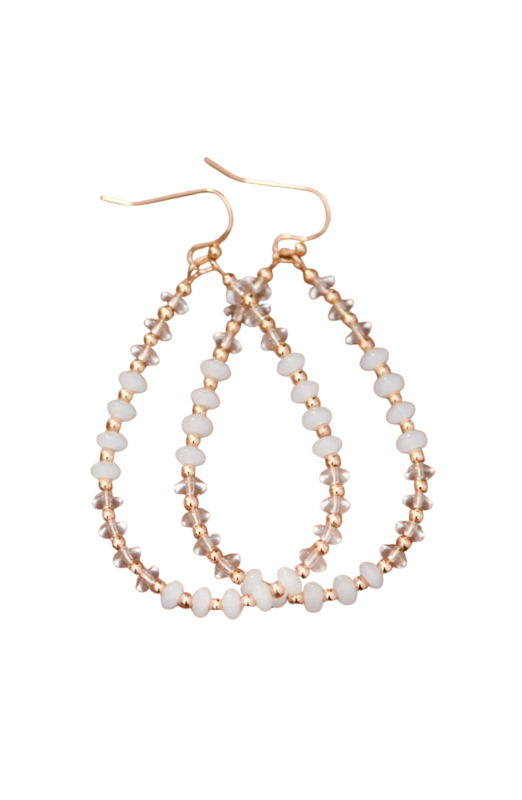 Clear White Glass Tear Drop Earrings