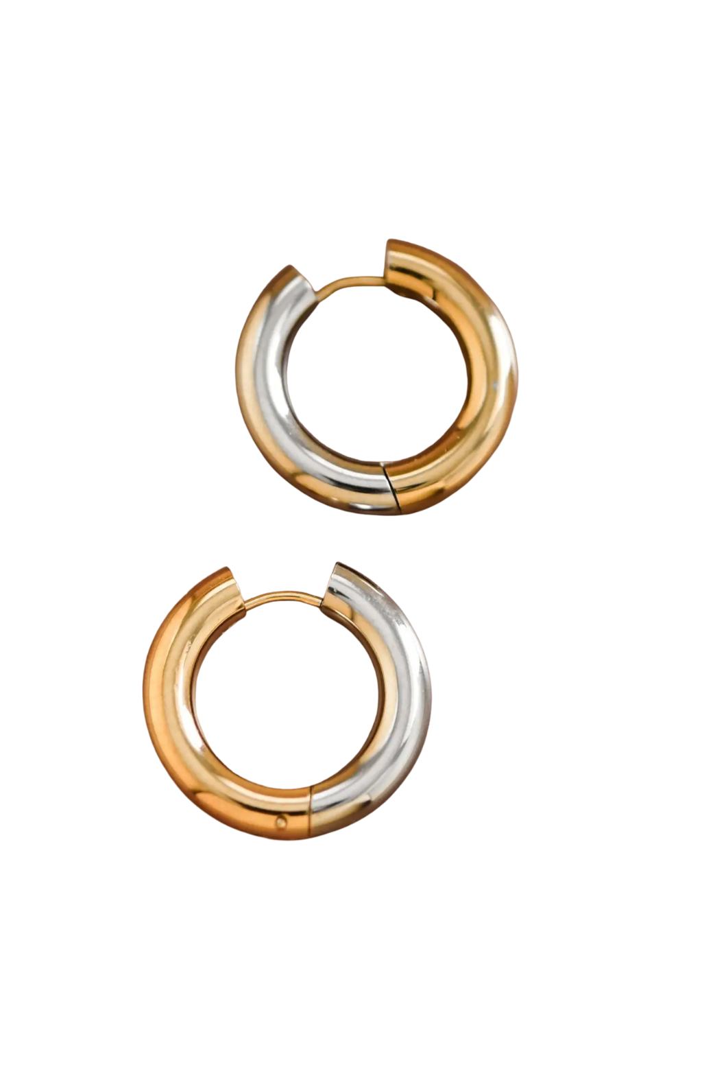Two-Tone Stainless Steel Hoop Earrings