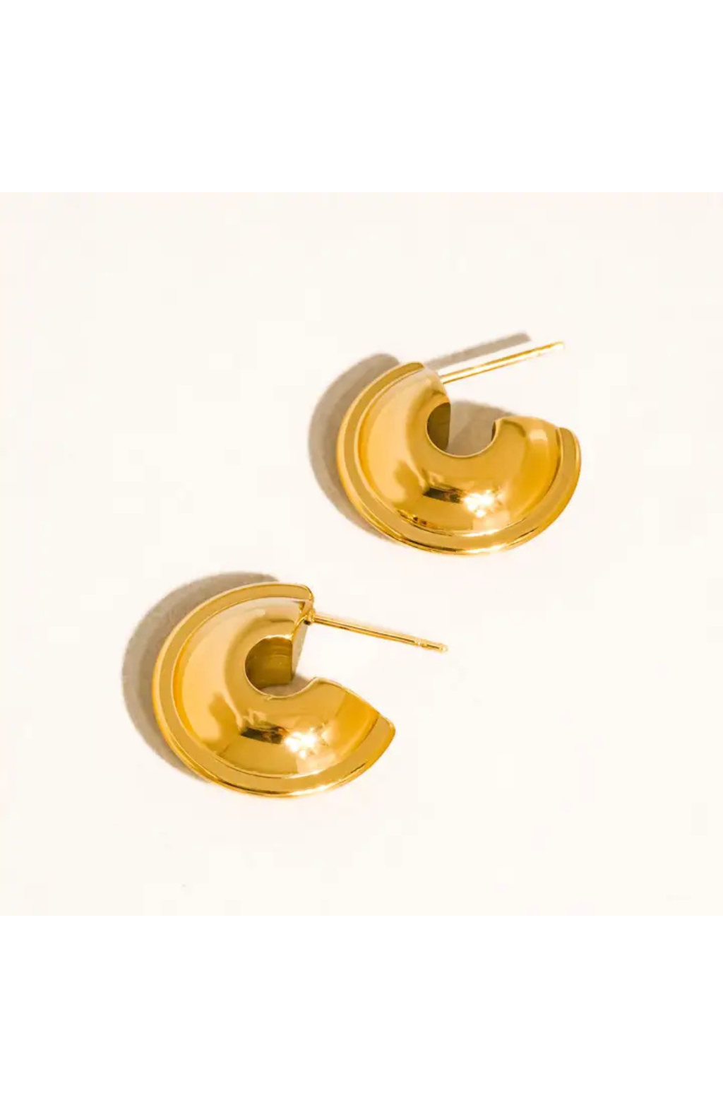 Polished Gold Crescent Hoops