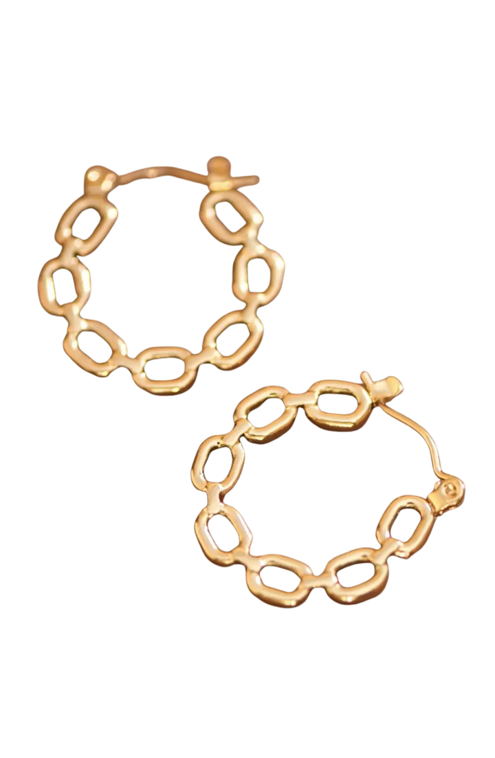Gold Link Hoop Earrings