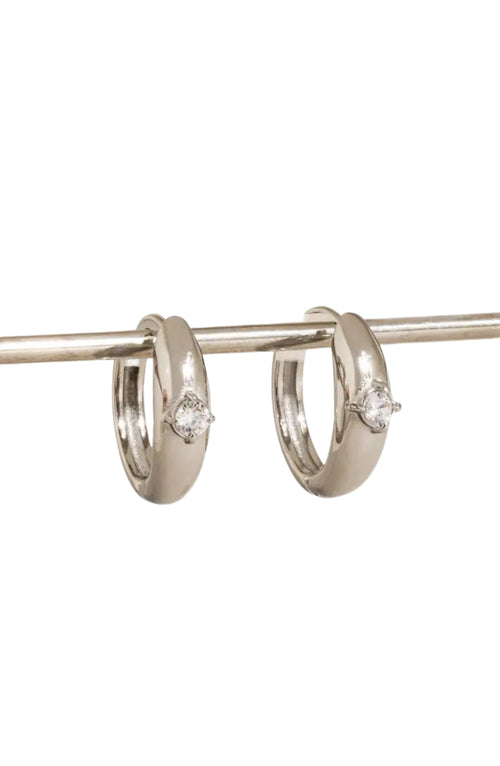 Silver Spark Huggie Hoops