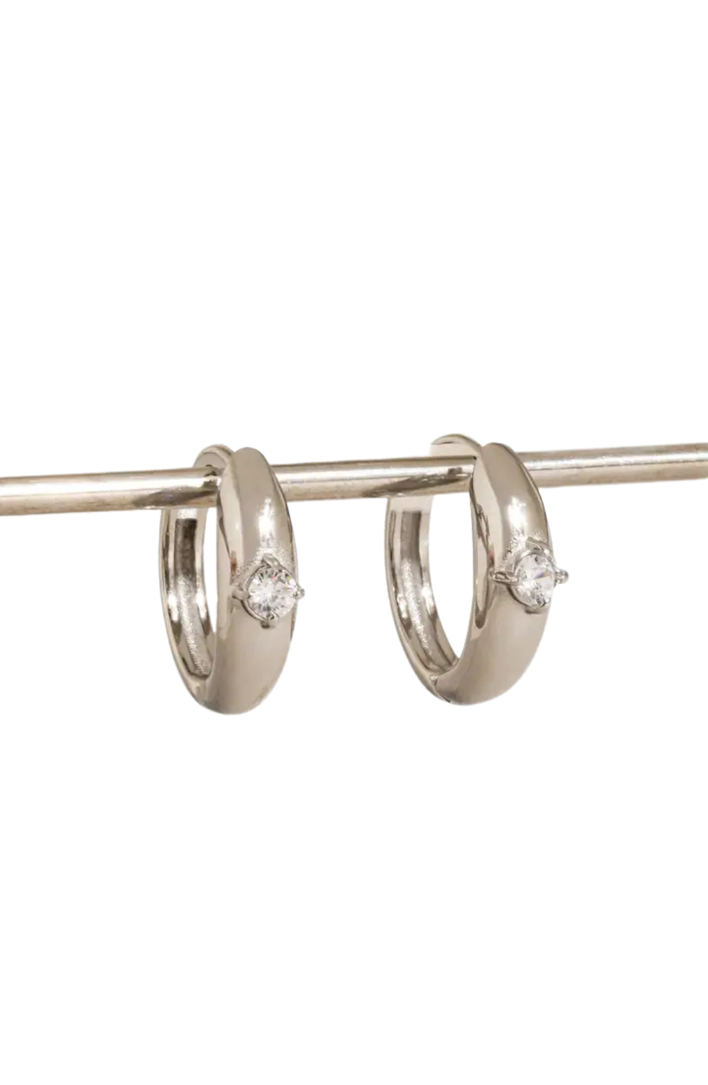 Silver Spark Huggie Hoops