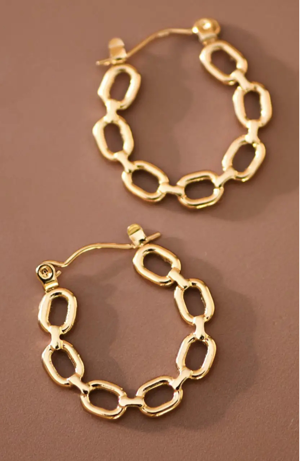 Gold Link Hoop Earrings