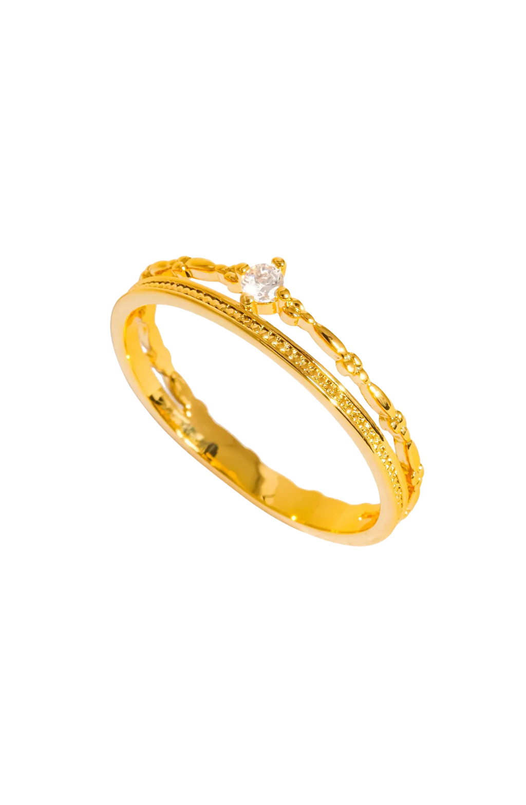 CZ Thin Layered 18K Gold Ring