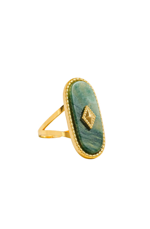 Natural Stone Adjustable Gold Ring