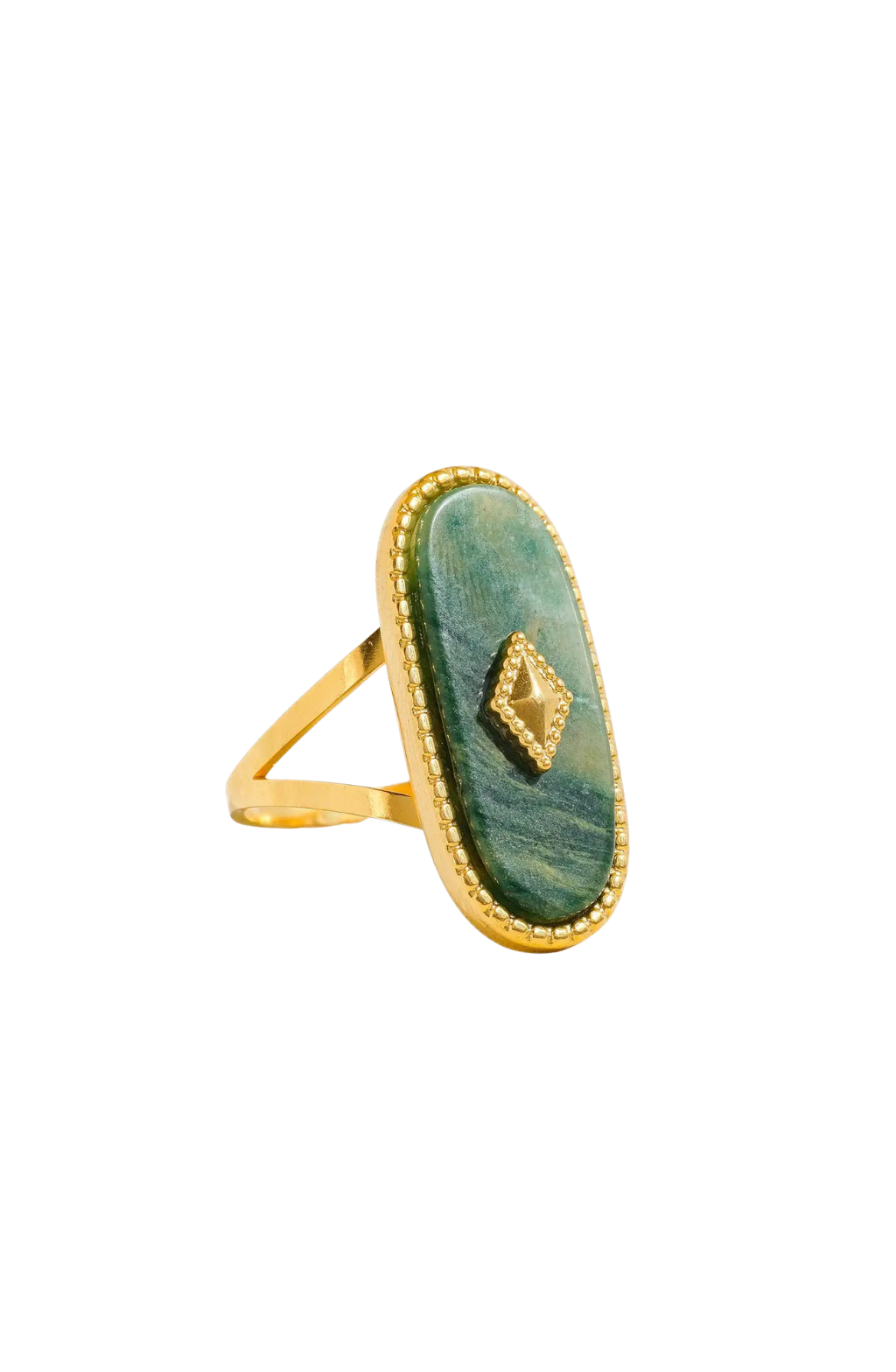 Natural Stone Adjustable Gold Ring