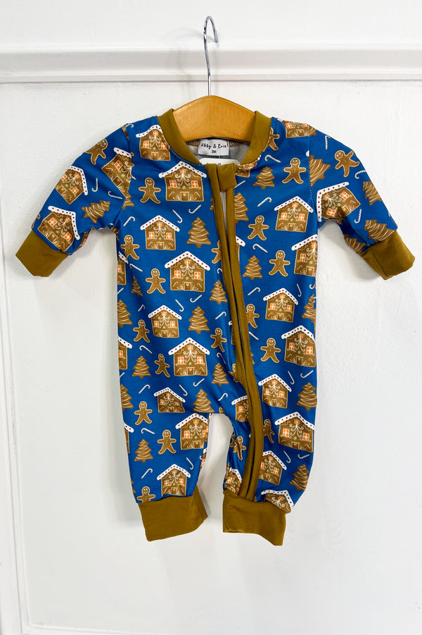 Navy Gingerbread Romper