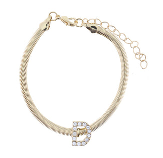 Snake Chain Initial Bracelet| D