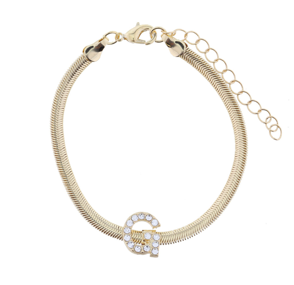 Snake Chain Initial Bracelet| G
