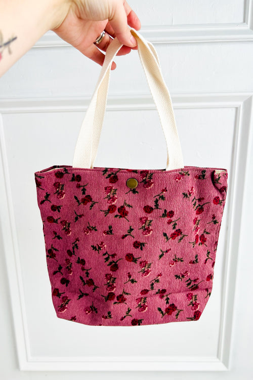 Rosie Floral Corduroy Tote Bag
