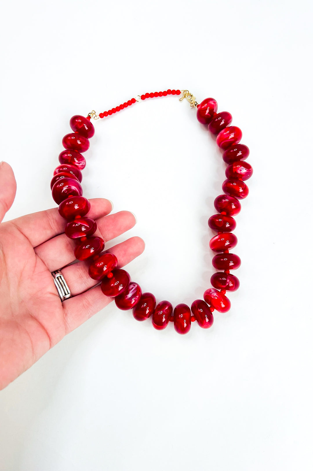 Ruby Red Statement Beaded Necklace