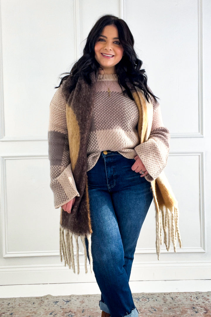 Mixed Plaid Hooded Button Down