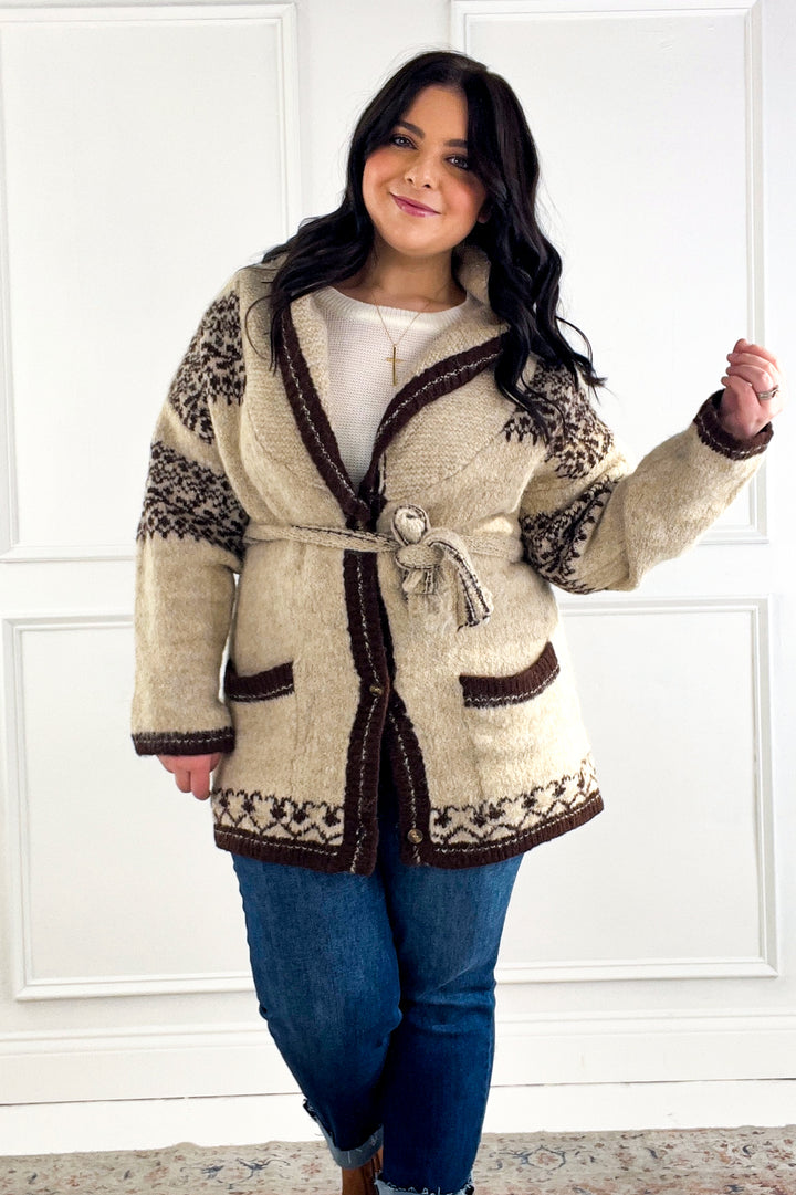Fuzzy Knit Belted Cardigan